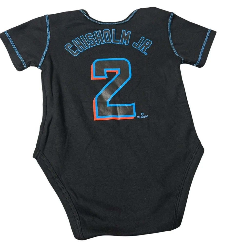 NEW Miami Marlin Bodysuit Infant 12M Black Chisholm Jr.‎ Bodysuit Jersey #2 MLB